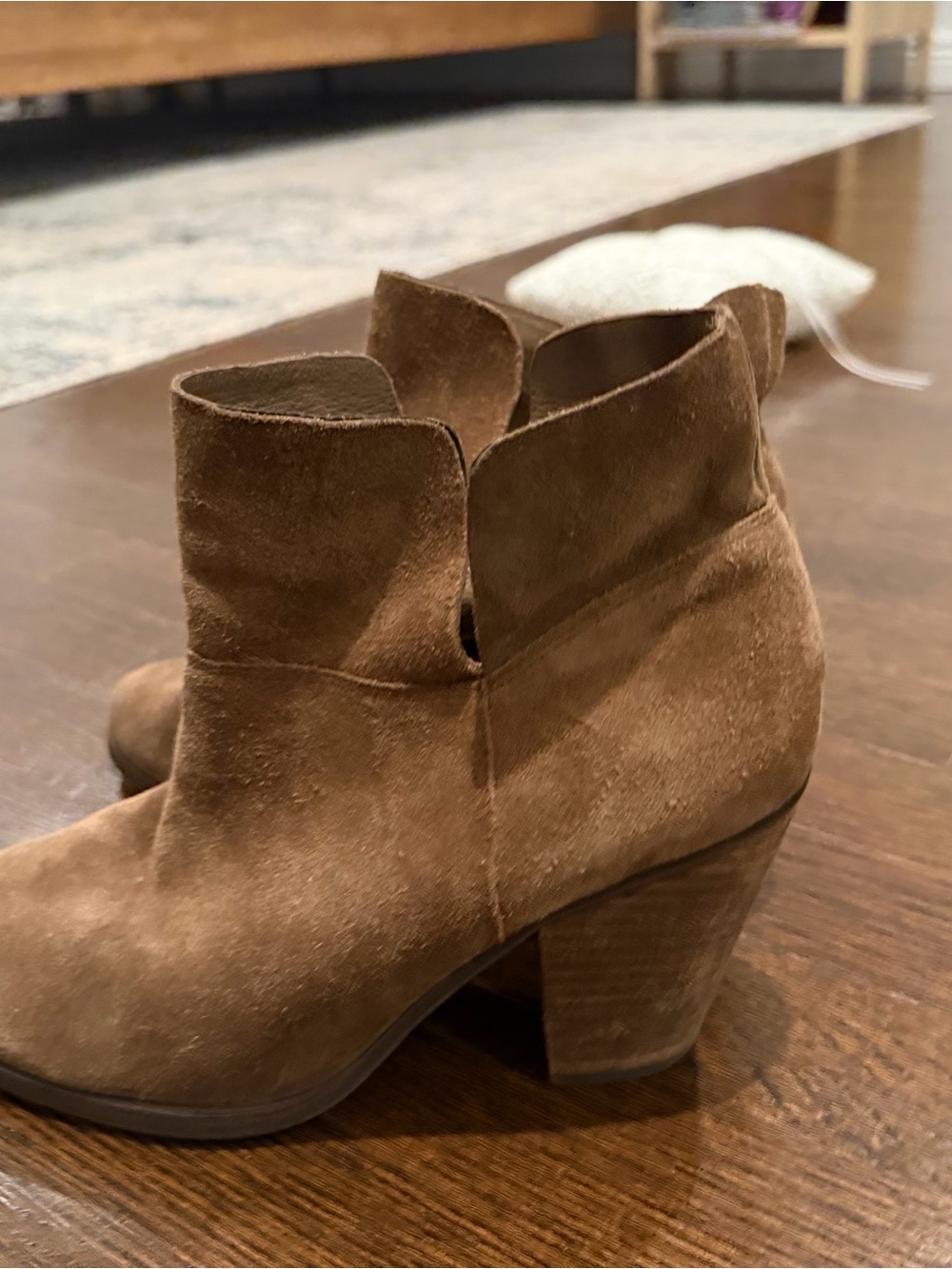 Vince Camuto Tan Suede Ankle Booties with Block Heel